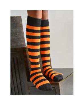 Mi bas rayures bicolores oranfge et noires