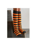 Mi bas rayures bicolores oranges et noires