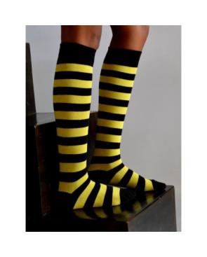 Mi bas rayures bicolores jaune noires