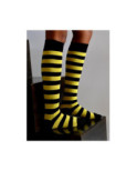 Mi bas rayures jaune noires coton Macahel