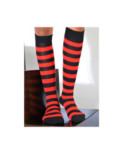 Mi bas rayures bicolores noires et rouges