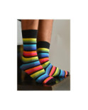 Chaussettes unisex noires Multi rayures flashy