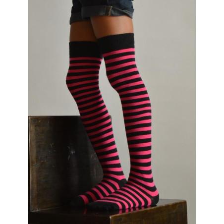 Jambières rayures fushia noires enfants