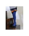 Jambières rayures bicolores enfants bleu roi