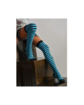 Jambières rayures bicolore Turquoise noir