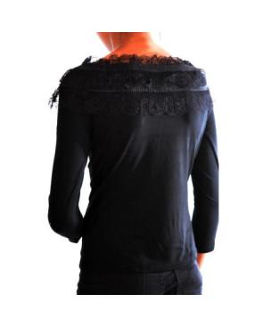 Chemise col rond fraise dentelle