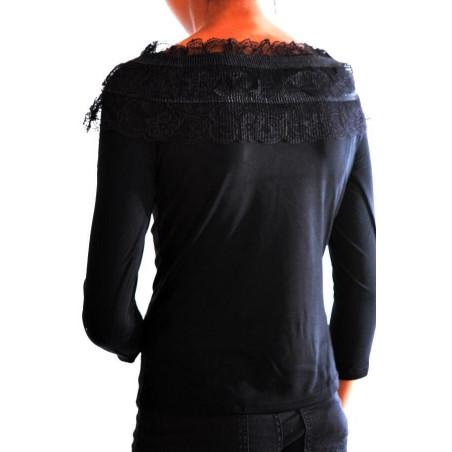 Chemise col rond fraise dentelle