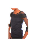Chemise nuit col rond tulle brodé