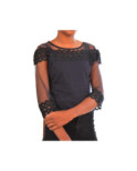Chemise nuit col rond tulle brodé