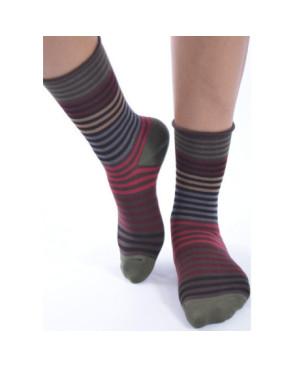  Chaussettes bord roulé Cronert Rayures rouges