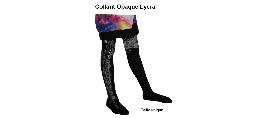 Collant Imprimé Mitraillette et Beretta Noir