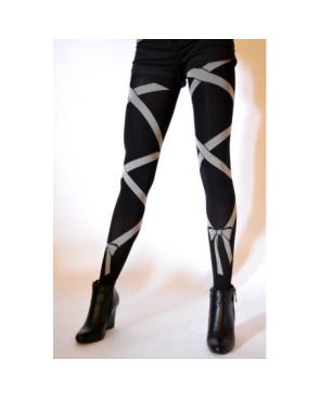 Collant Opaque Laçage Noir Blanc
