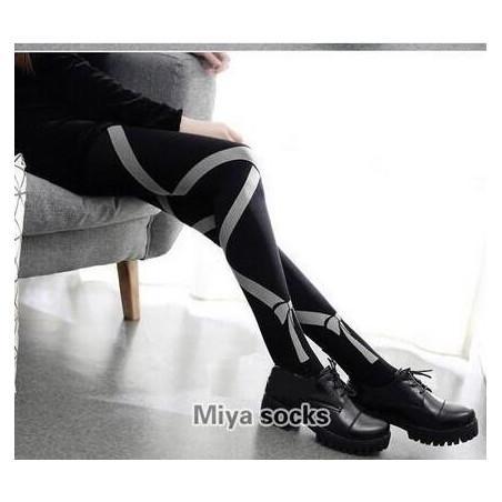 Collant Opaque Laçage Noir Blanc