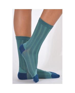 Chaussettes Berthe aux grands pieds soie ciel