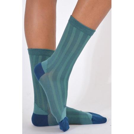 Chaussettes Berthe aux grands pieds soie ciel