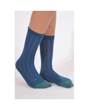 Chaussettes Berthe aux grands pieds soie bleu