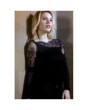 Chemise  laine et soie dentelle asymétrique Moretta