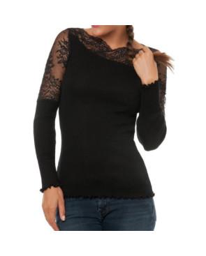 Chemise  laine et soie dentelle asymétrique Moretta