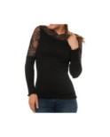 Chemise  laine et soie dentelle asymétrique Moretta
