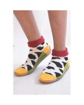 Chausson Berthe aux grands pieds vache chaussettes à semelles anti dérapantes