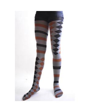 Collant asymétrique rayures et losanges noir