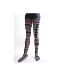 Collant asymétrique rayures et losanges noir