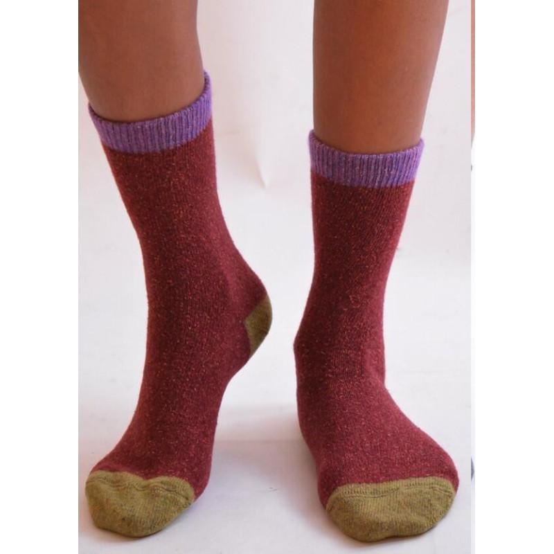 Chaussettes laine et soie bordeau San Giacomo