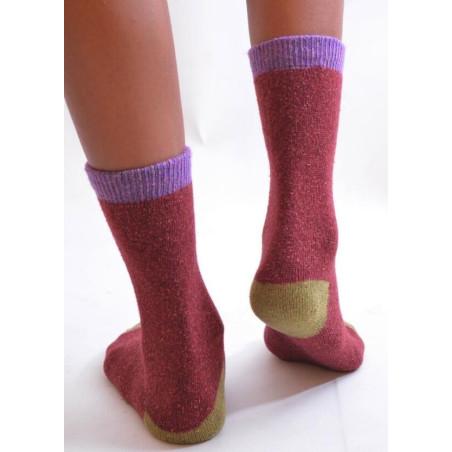 Chaussettes laine et soie bordeau San Giacomo