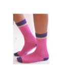 Chaussettes Laine et cachemire rose carreaux