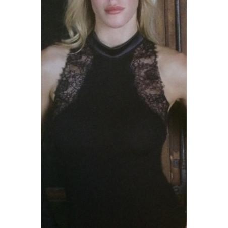 Top Laine et soie chic dentelle