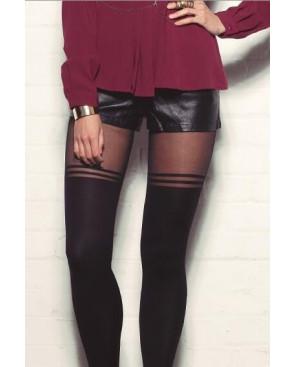 Collant  chic cuissarde à rayures
