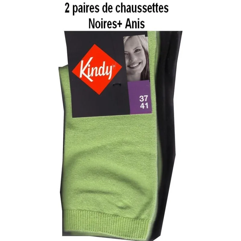 Kindy Lot de Chaussettes unies en coton Femme 