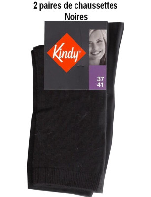 Kindy Lot de Chaussettes unies en coton Femme noires