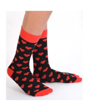 Chaussettes Macahel fm noires coeurs rouges