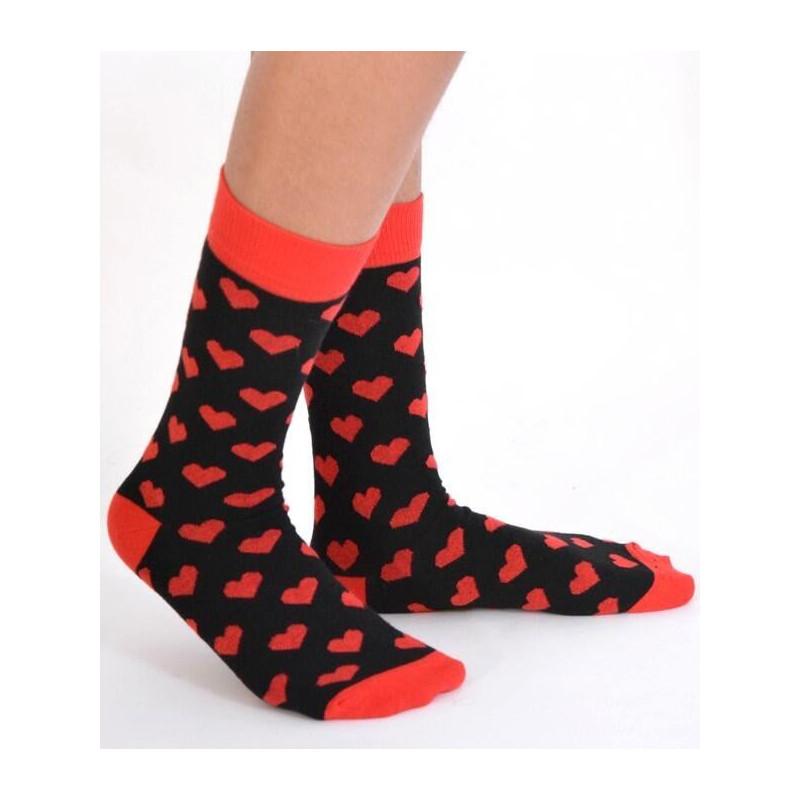 Chaussettes Macahel fm noires coeurs rouges