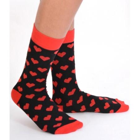 Chaussettes Macahel fm noires coeurs rouges