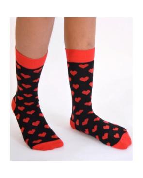 Chaussettes Macahel fm noires coeurs rouges
