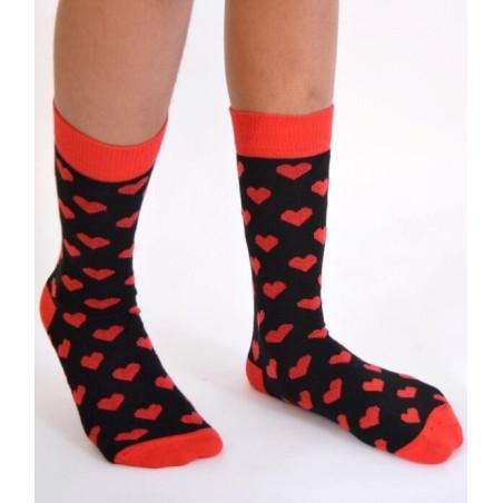Chaussettes Macahel fm noires coeurs rouges