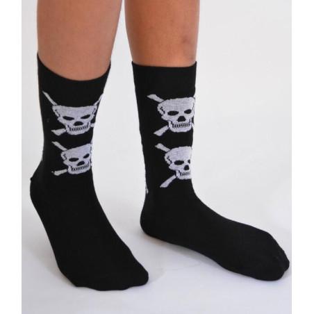 Chaussettes Macahel fm noires cranes blancs