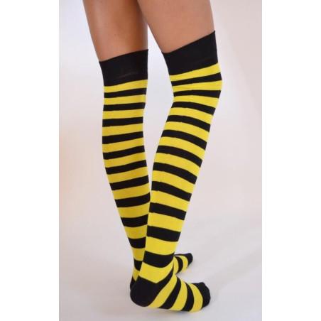 Jambières noires rayures jaunes Macahel coton