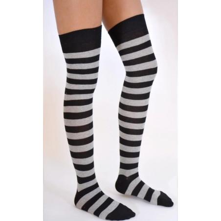  Jambières bicolores à rayures noires et grises