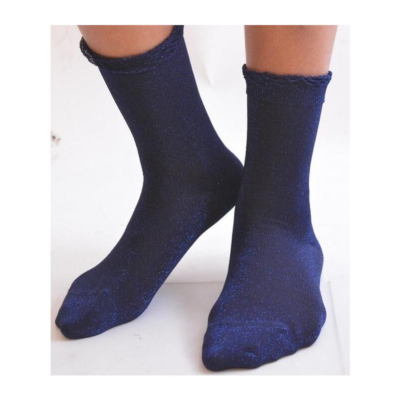 chaussettes fines lurex bleutée