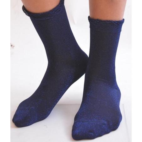 Fines chaussettes lurex bleutée