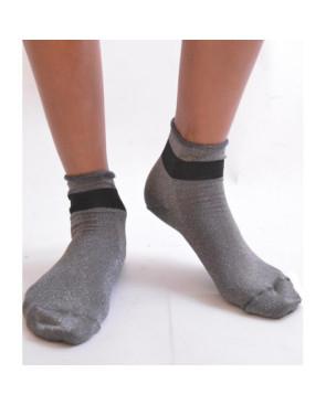 Socquette argentée Revers lurex