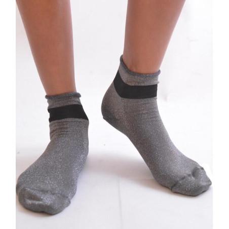 Socquette argentée Revers lurex