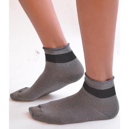 Socquette argentée Revers lurex