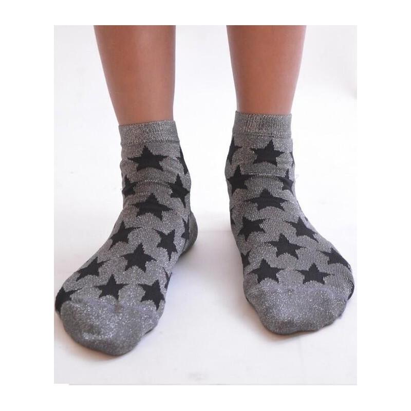 Chaussettes lurex étoiles noires