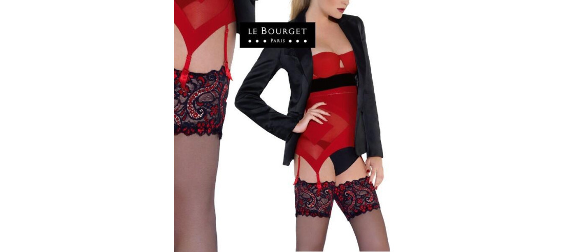 Bas Essentiel Noir et rouge retro en ensemble