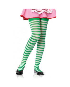 COLLANT LEG AVENUE ENFANT RAYURES BICOLORES VERT