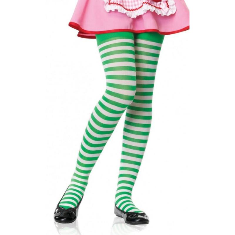 COLLANT LEG AVENUE ENFANT RAYURES BICOLORES VERT